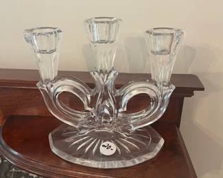 D26- $20. Vintage Buder Bleikristall Crystal Candle Holder. Measures 6" wide x 4" deep x 5.75" tall