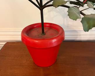 D17- $120. Antique Metal Holly Candelabra Christmas Tree (made in Italy). Measures 22" tall.