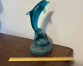 A4 - $25 J Boiros Dolphin Sculpture. Dolphin on Wave #788/950. Measures 10.75" tall