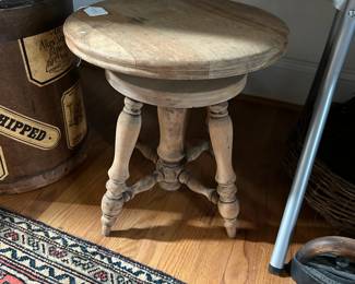 F26 - $35. Swivel Wooden Stool. Measures 14.5" round, floor to seat 16.5" tall.