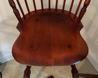 U63 - $550 PAIR. Warren Chair Works RI. TALL Wooden Stools. Measures 23" wide x 19.5" deep x 50.5" tall. Floor to Seat is 33.5". These are TALLER than usual bar stools. Check measurements!!! Sturdy. Overall in very good condition - one seat has more scratches than the other.