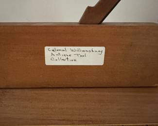 F15- $20 Colonial Williamsburg Antique Wood Plane. Measures 9.5" wide x 2.5" deep x 5.5" tall