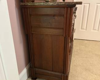 A1 - $475. Victorian Mirrored Marble Top Sideboard/ Vanity. Drawers slide great! Overall in fabulous Antique Condition! Measures 42" wide x 20" deep x 73.75" tall. Moves in 2 pieces. Marble is in great condition.
