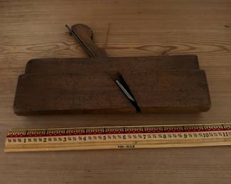 F14 - $40. Antique Wood Planes Set of 3. Measures 9.25" wide x 1.5" deep x 5.5" tall