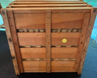 S40 - $75. Antique / Primitive Wooden Egg Crate. Measures 13" square x 12" tall. Has inserts.