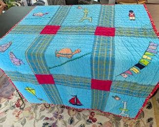 S11 - $60. Hand-pieced and quilted baby blanket. Measures 73" x 42".