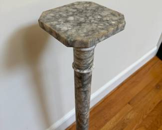 L48 - $400. Marble Column / Pedestal. Measures 7.5" wide x 37.5" tall. Top does lift off. Very MINOR chips on the top piece - nothing wrong noted on the rest.
