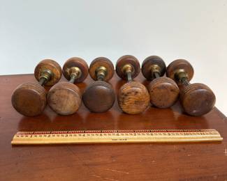 L67 - $120. Set of 6 Antique Wooden Doorknobs (12 knobs total - 6 Pairs)