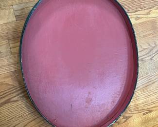 S45 - $150. Maitland Smith LARGE painted metal box. Measures 22.5" x 18.5" x 12" tall. Has handles on the lid to lift off. In very good vintage condition!