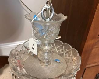C19 - $50. Crystal Chandelier. One arm is broken so likely can't be used as a light fixture - but lots of crystals for parts!