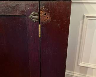 D51- $150. Antique Wall Cabinet. Measures 26.75" wide x 16.25" deep x 34.75" tall.
