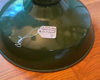 F48 - $80. Vintage Green Enamel Industrial Lamp. 14dx9t Benjamin?