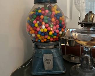 H26 - $65. Vintage Gumball Machine. (Haven't found the key yet). Measures 14.25" tall.