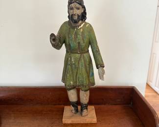 D61 - $100. Antique Polychrome Santos. Measures 12.5" tall. Missing one hand and front of feet.