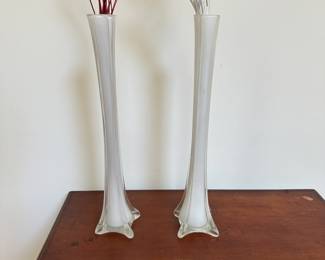 L50 - left vase is chipped ($3), right vase ($15) Measures 16" tall (each).