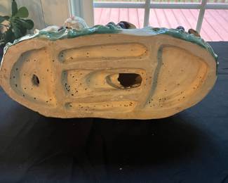 S29 - $100. Crackle Glaze Ceramic/Pottery Rabbit & Baby. Very Heavy. Measures 15.5" wide x 7" deep x 9.5" tall