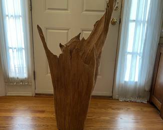 S48 - $300. Freestanding Driftwood Sculpture. Measures 34.5" x 15.5" x 46" tall. Owner used it for plants.