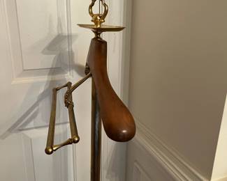 S39 - $250. Vintage Brass & Wood Butler Valet 1960s. Measures 18.5" wide x 52" tall. Excellent Condition!