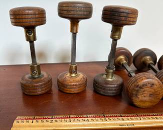 L67 - $120. Set of 6 Antique Wooden Doorknobs (12 knobs total - 6 Pairs)