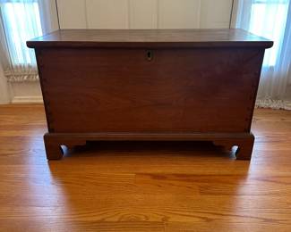 D52- $300. Antique Chippendale Wooden Blanket Chest. Measures 32" wide x 14.5" deep x 18.5" tall. Nice petite size. Solid wood (I believe it's Walnut.) Lid needs to be reattached.
