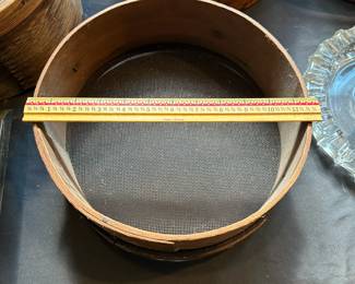 L24 - $50. Primitive Grain Sieve / Sifter. Measures 11.25" wide x 4.25" tall. In excellent antique condition.