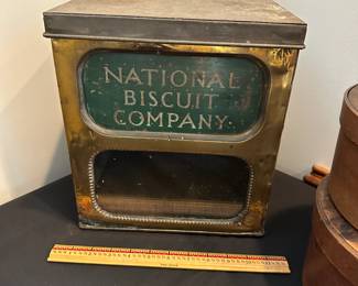 L16 - $125. National Biscuit Company Box. Measures 10.5" wide x 10.5" deep x 11.5" tall. Great display piece!