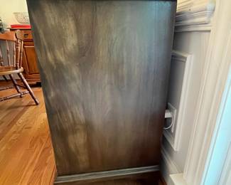 D54- $550. Virginia Galleries Furniture by Henkel-Harris. Measures 43" wide x 19.25" deep x 34.25" tall. Slight Sun Fading on Right Side - all drawers slide. Structurally good!
