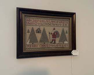 U36 - $25. 1989 Christmas Sampler. Measures 14" wide x 10.5" tall.