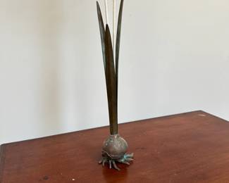 L51 - $30 . Copper Bulb-Bud Vase. Measures 13.5" tall