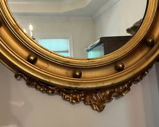 D28 - $250. Antique Federal Eagle Bullseye Mirror. Measures 18.5" wide x 25" tall.