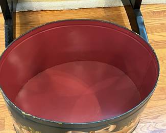 S45 - $150. Maitland Smith LARGE painted metal box. Measures 22.5" x 18.5" x 12" tall. Has handles on the lid to lift off. In very good vintage condition!