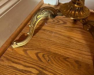 S39 - $250. Vintage Brass & Wood Butler Valet 1960s. Measures 18.5" wide x 52" tall. Excellent Condition!
