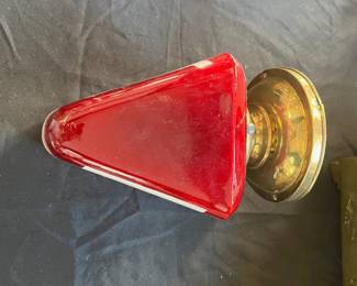 S19 - $160. Antique 1920's Red Glass Exit Sign w/wall Mount. Measures 4.5" wide x 9.75" tall