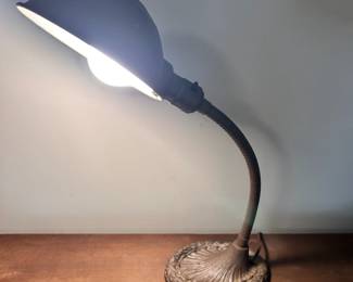 C4 - $25. Iron Base Table Lamp with Metal Shade.
