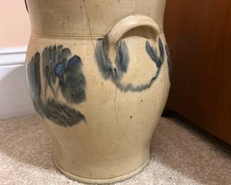 B17 - $85. Pottery Crock. Measures 7.25" across x 10.25" tall.