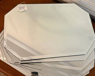 D18- $60. Set of 8 Octagonal Vintage Mirror Placemats. Measuring 18" x 11.75".
