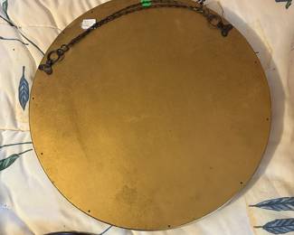 A17 - $150. Bullseye Mirror. Measures 17.5" round. Excellent Condition. One decorative ball has gold paint flaking - part of the charm!