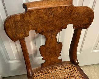 A27 - $50. Single Antique Chair. (Tiger Maple Wood ?) Measures 17.75" wide x 19" deep x 33" tall. Floor to Seat Measures 17".