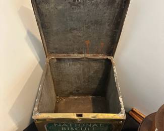 L16 - $125. National Biscuit Company Box. Measures 10.5" wide x 10.5" deep x 11.5" tall. Great display piece!