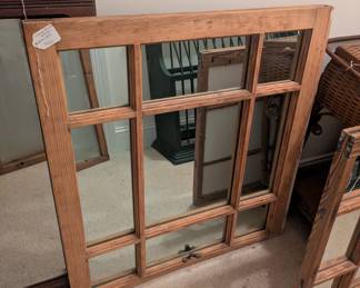 H15 - $40. Vintage Mirrored Window. Measures 29.25" wide x 31.5" tall