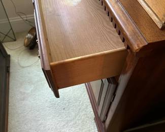 U44 - $40. Wooden Cabinet for storage / display. Moves in two pieces. Measures 30" wide x 18" deep x 77.5" tall.