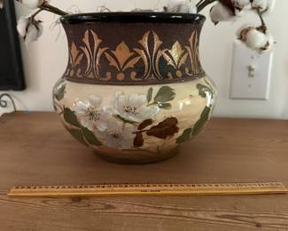 F11 - $25. Langley Ware Glazed Pot. Measures 7.75" tall.