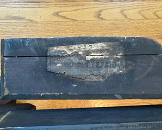 L60 - $175. Antique Wooden Painters Floor Easel. Measures 82" tall when flat. Very adjustable!Partial Tag on the side reads Boston, MA.