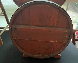 S38 - $55. Hand Crank Butter Churn. Measures 16.5" x 13.5" x 19" tall.