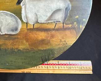 L19 - $95. Billie Henninger Signed Painted Shaker Box. Measures 8.5" wide x 4.5" tall.