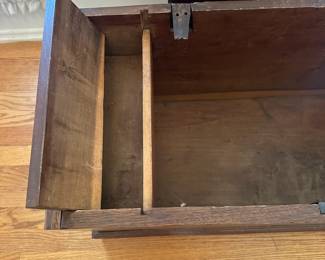 D52- $300. Antique Chippendale Wooden Blanket Chest. Measures 32" wide x 14.5" deep x 18.5" tall. Nice petite size. Solid wood (I believe it's Walnut.) Lid needs to be reattached.