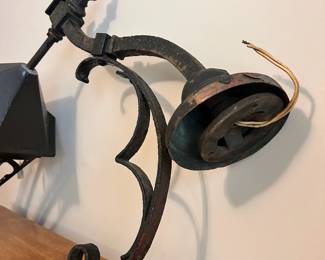 C14 - $100. Large - Wrought Iron Exterior Light Fixture. Measures 26" out from the wall x 27" tall.