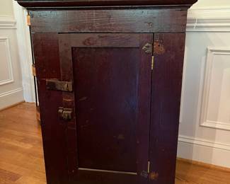 D51- $150. Antique Wall Cabinet. Measures 26.75" wide x 16.25" deep x 34.75" tall.