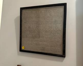 H18 - $75. Needle Point Sampler Dated 1817 measures 12"wide x 12" tall.