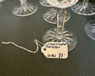 D42- $80. 16 pc. Set of Lenox Crystal Charleston glassware. Measure 6.75-8" tall.